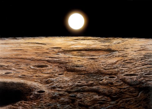Sunrise over the Caloris Basin on Mercury